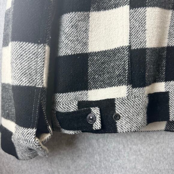 Levi’s Sherpa Lined Wool Trucker Jacket Women’s Med Buffalo Plaid Black Western - Picture 10 of 14